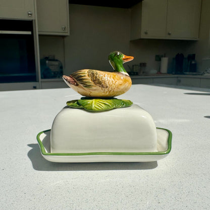 Mallard Duck ceramic butter dish – Woollaston White