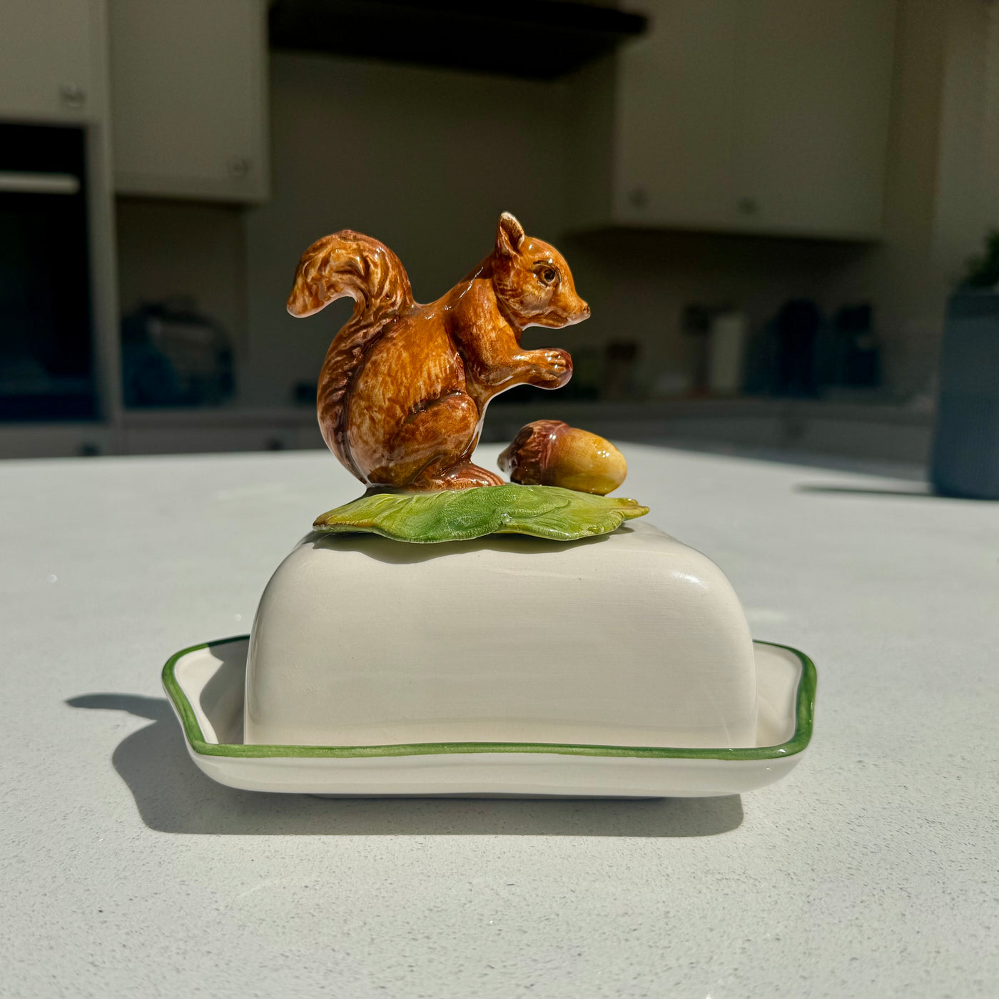 Squirrel ceramic butter dish 17cm – Woollaston White