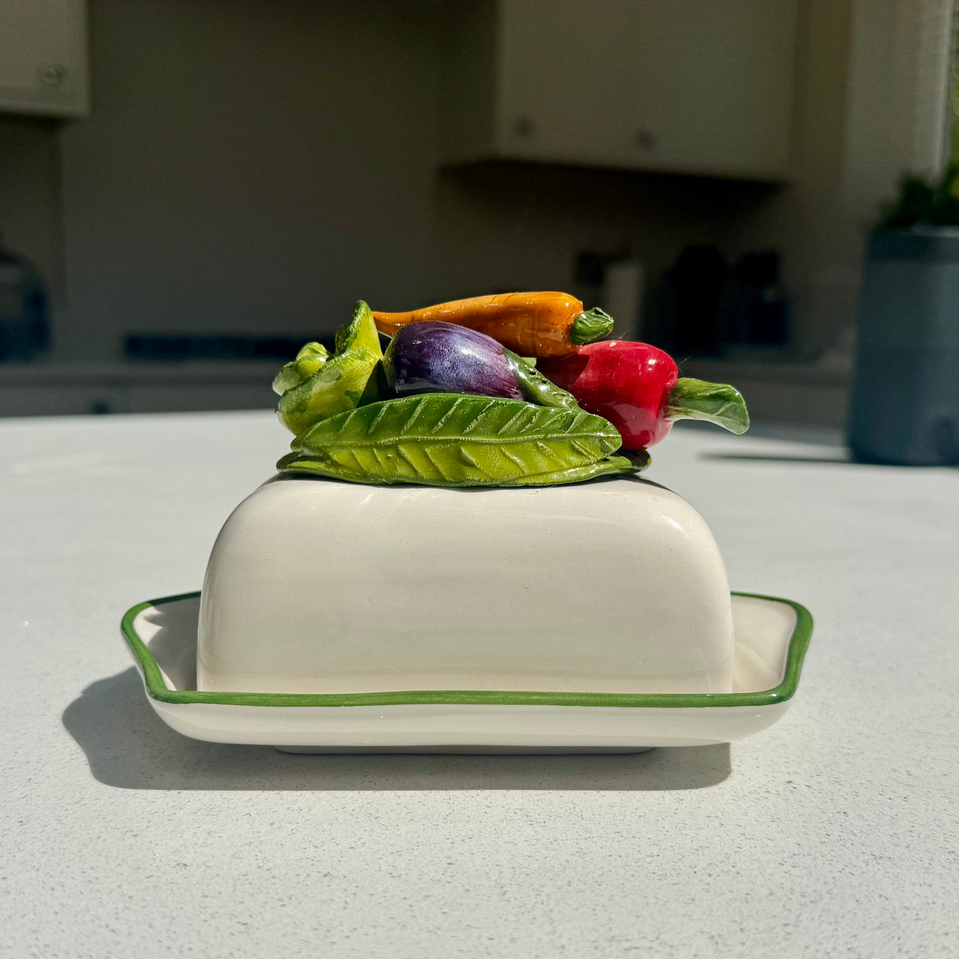 Vegetable Harvest Ceramic Butter Dish