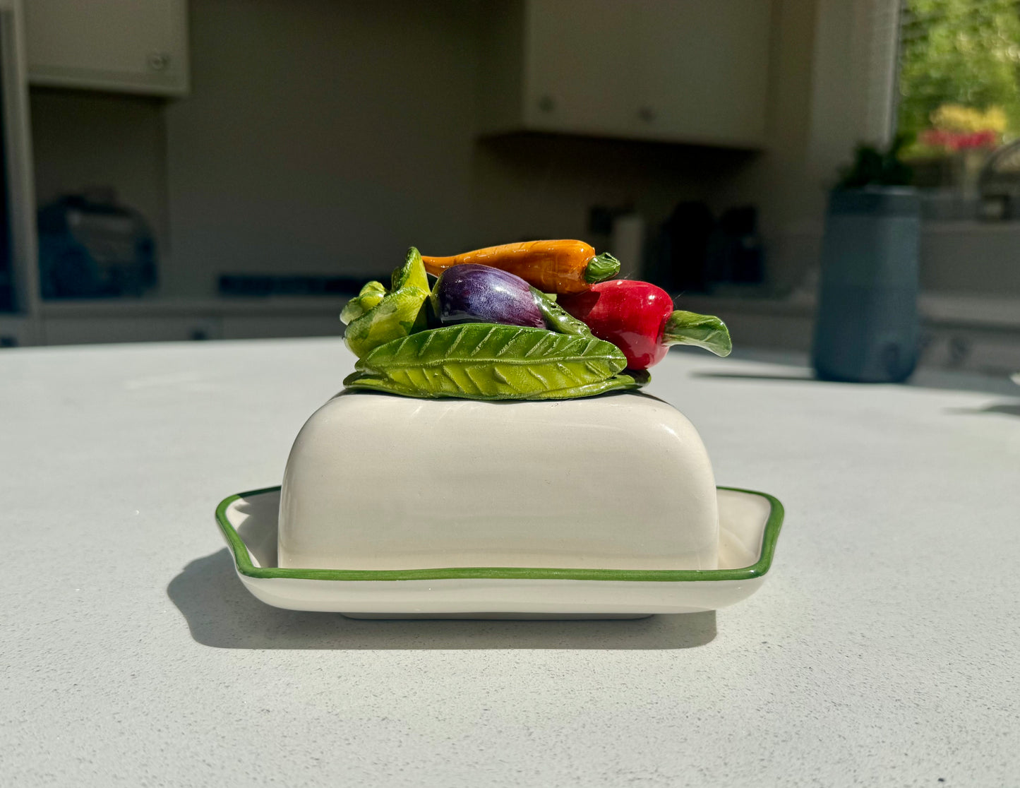 Vegetable Harvest Ceramic Butter Dish