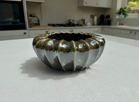 Olive Ceramic Pod Bowl Vase in Various Sizes