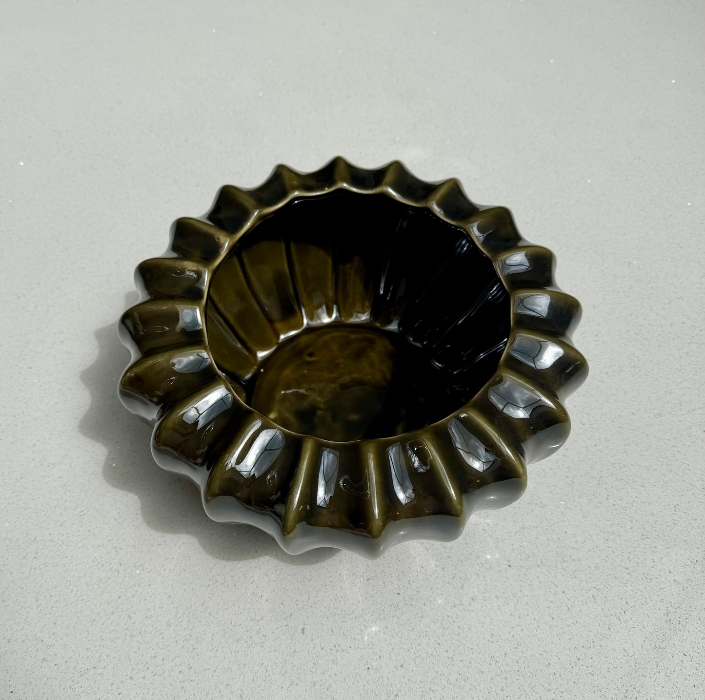 Olive Ceramic Pod Bowl Vase in Various Sizes
