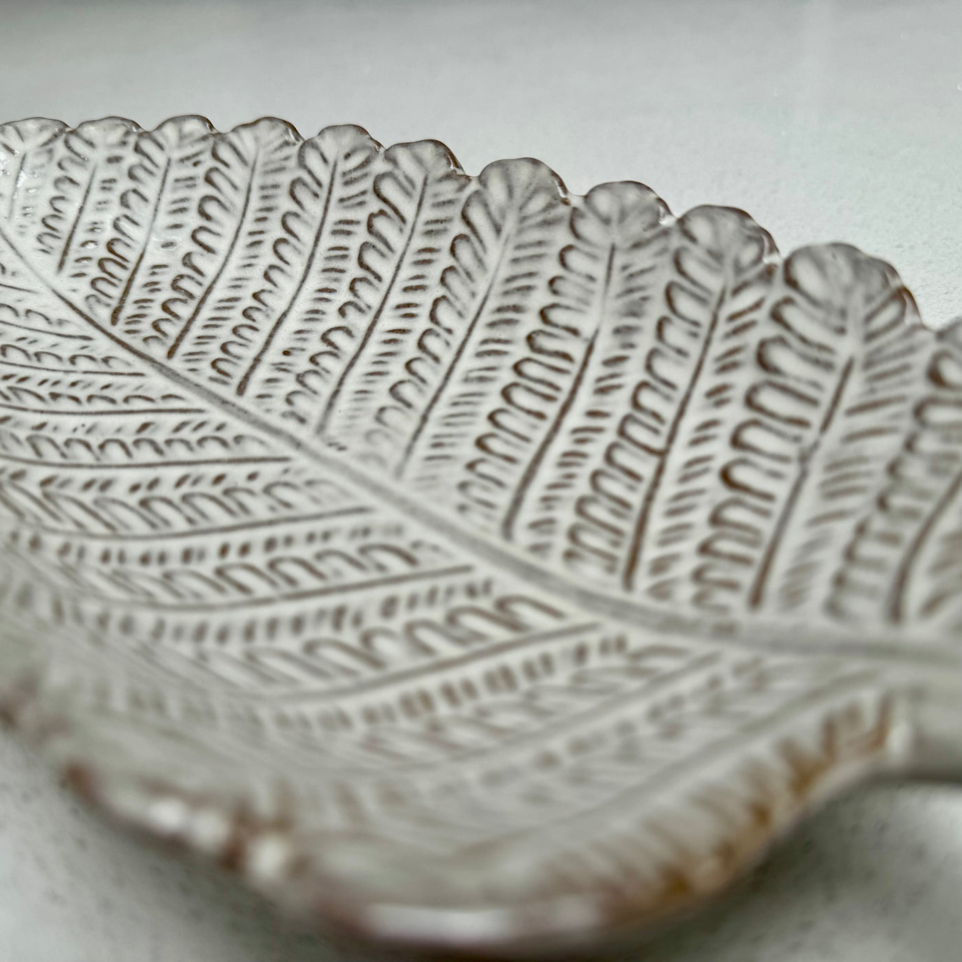 Decorative Ceramic Leaf Bowl in White