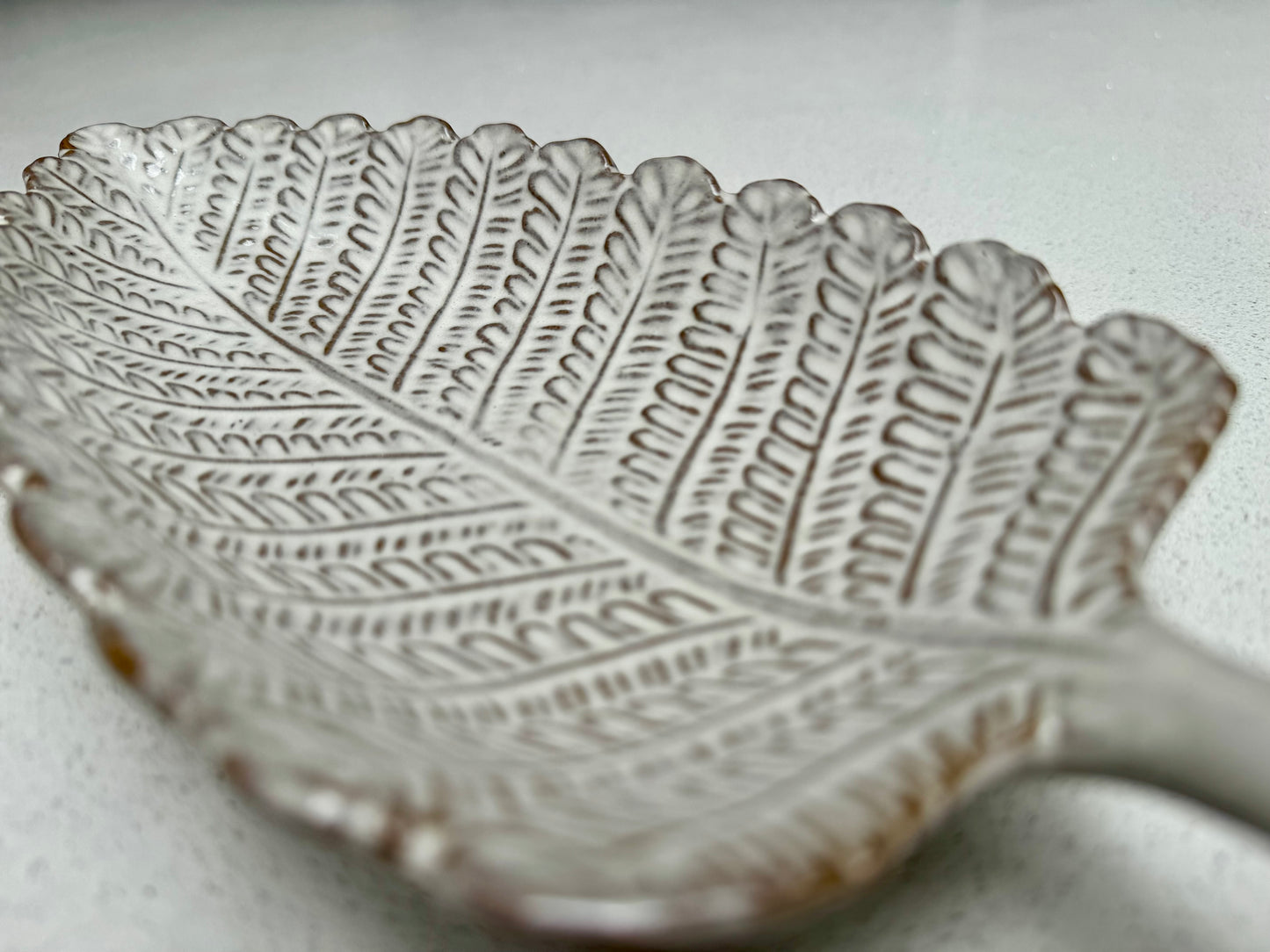 Decorative Ceramic Leaf Bowl in White