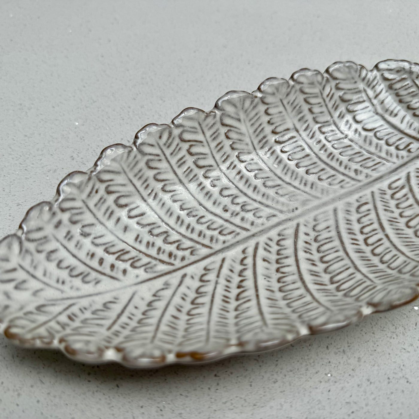 Decorative Ceramic Leaf Bowl in White