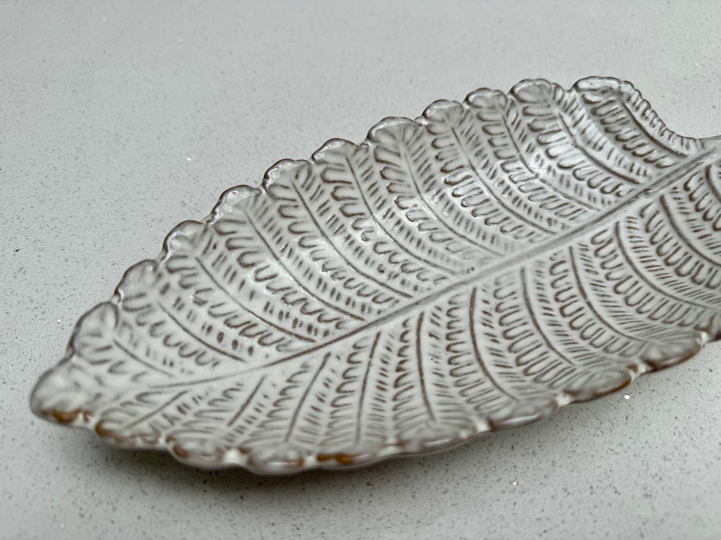 Decorative Ceramic Leaf Bowl in White