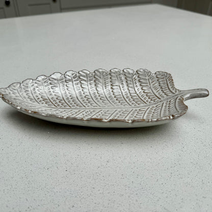 Decorative Ceramic Leaf Bowl in White