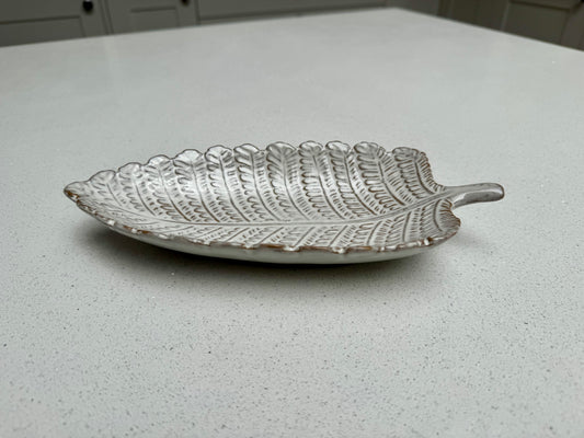 Decorative Ceramic Leaf Bowl in White