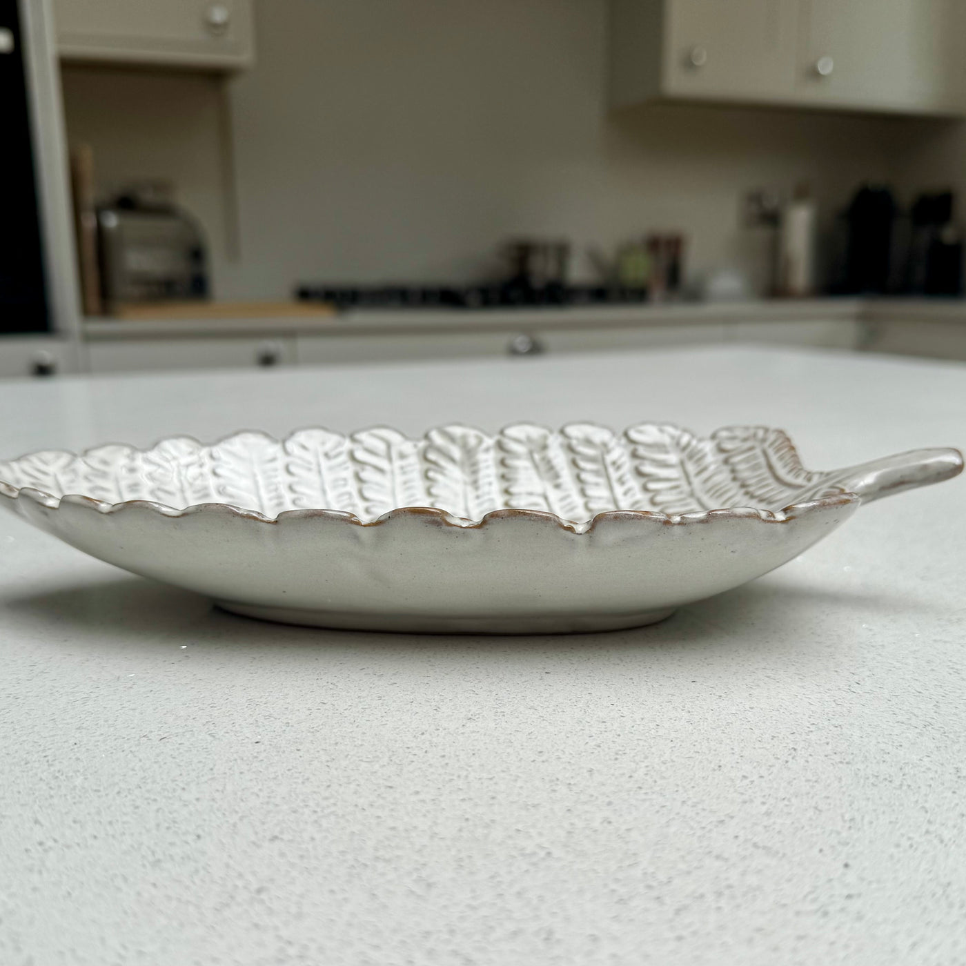 Decorative Ceramic Leaf Bowl in White