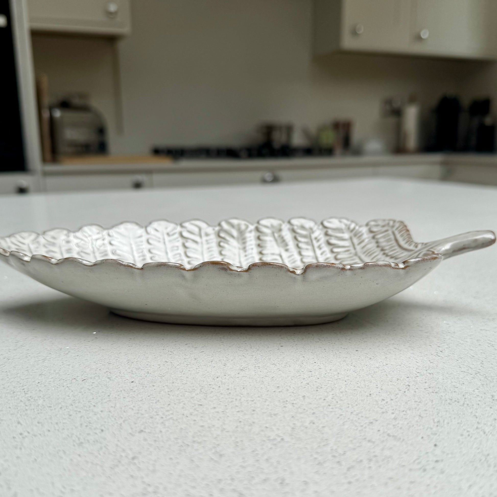Decorative Ceramic Leaf Bowl in White