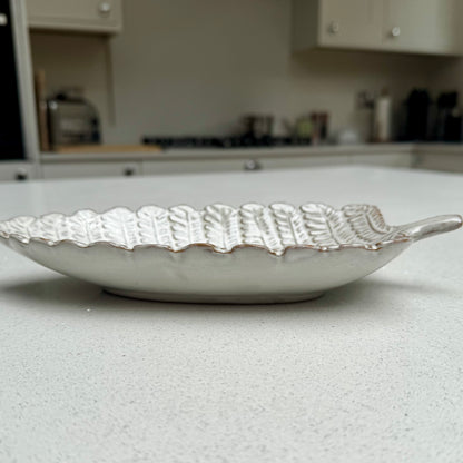 Decorative Ceramic Leaf Bowl in White