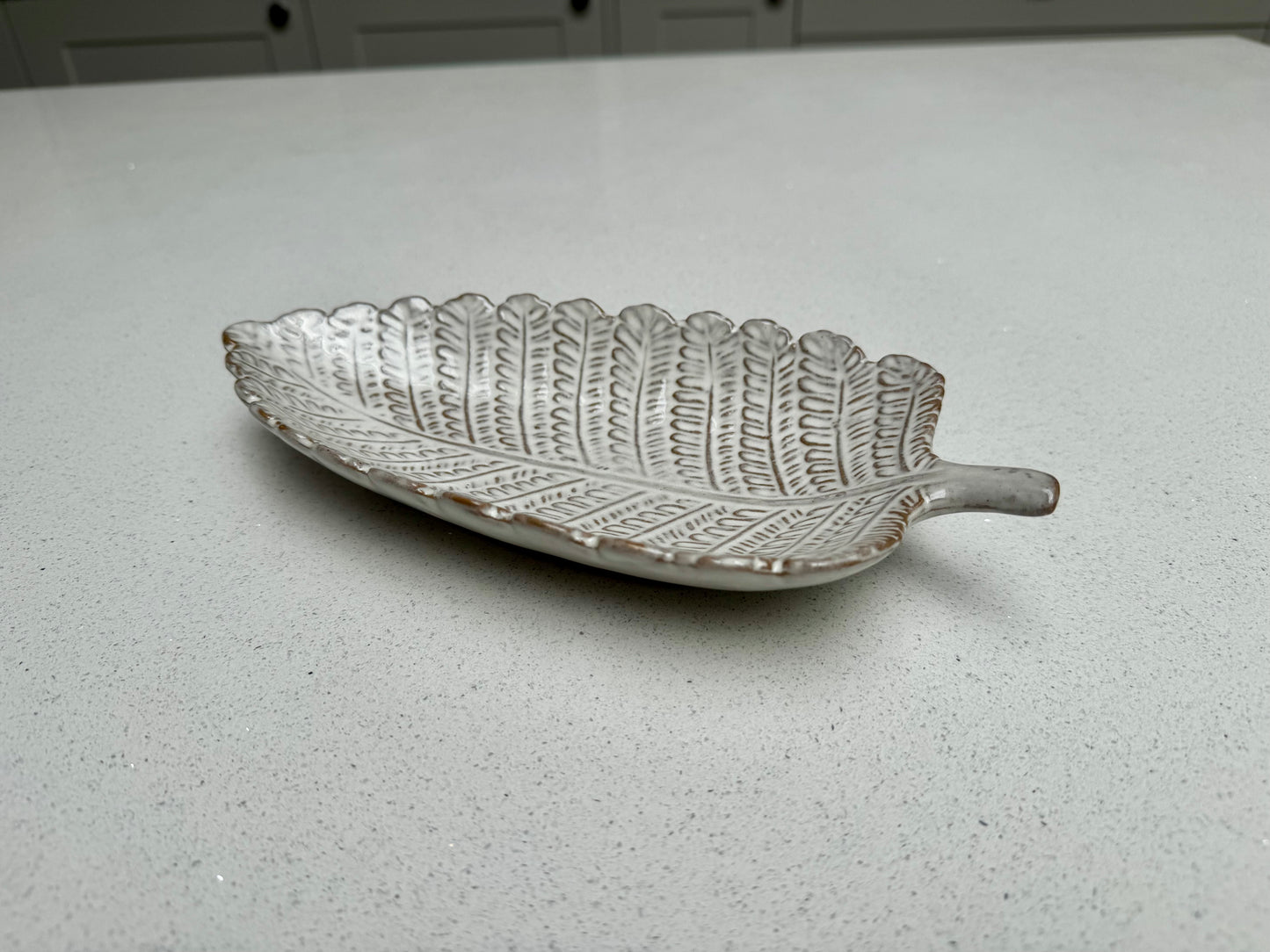 Decorative Ceramic Leaf Bowl in White