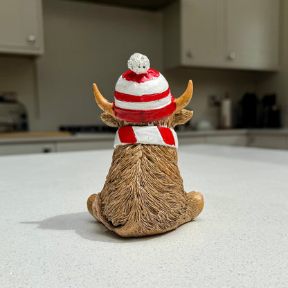 Highland Cow Ornament with Hat & Scarf
