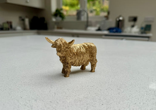 Mini Gold Highland Cow Ornament