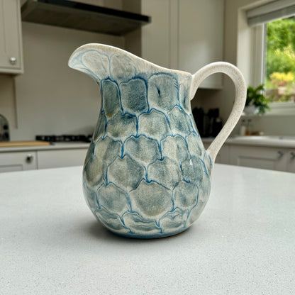 Large Tortoise Shell Ceramic Jug in Blue