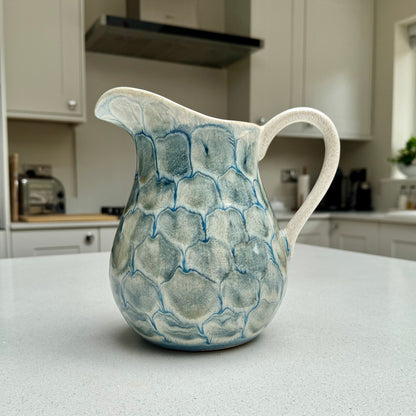 Large Tortoise Shell Ceramic Jug in Blue