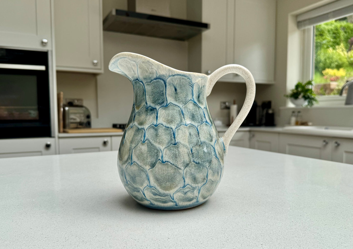 Large Tortoise Shell Ceramic Jug in Blue