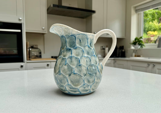 Large Tortoise Shell Ceramic Jug in Blue