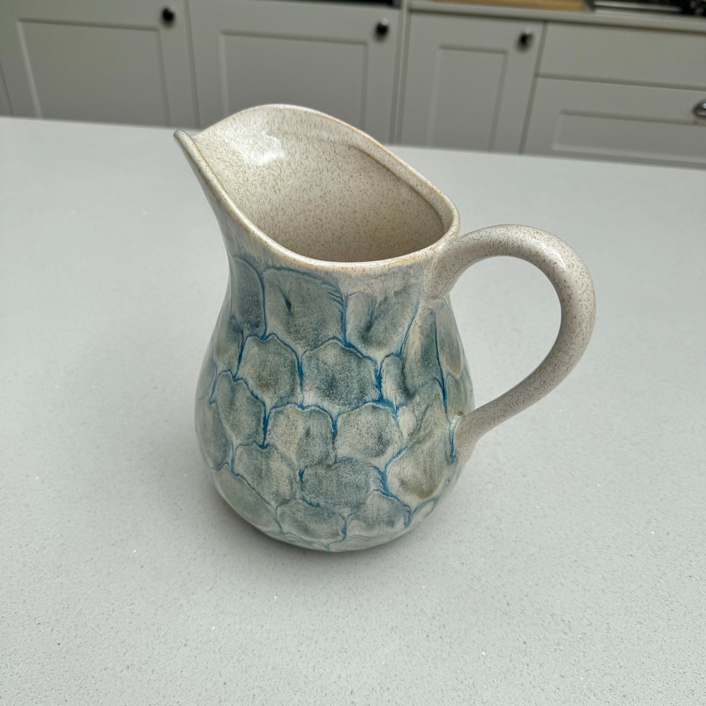 Large Tortoise Shell Ceramic Jug in Blue