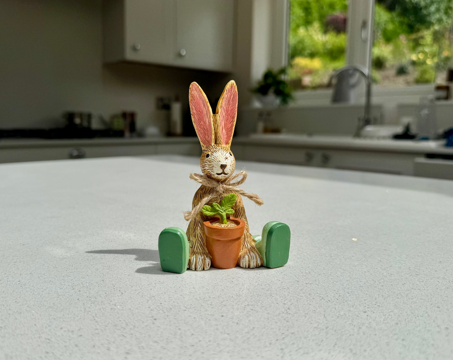 Sitting Rabbit Ornament with Plant Pot