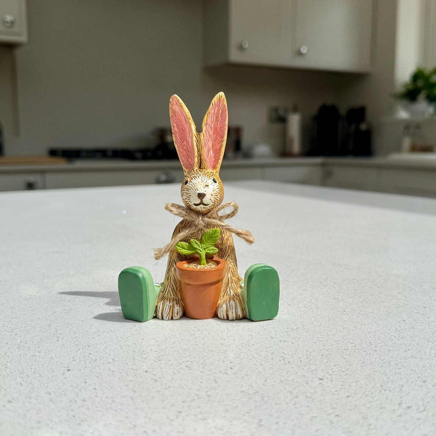 Sitting Rabbit Ornament with Plant Pot