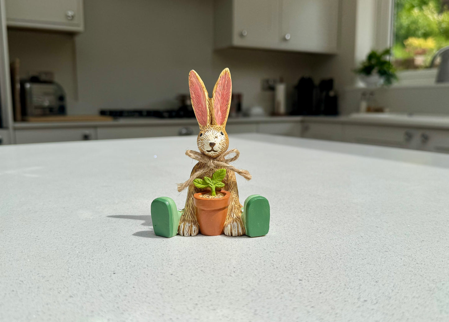 Sitting Rabbit Ornament with Plant Pot