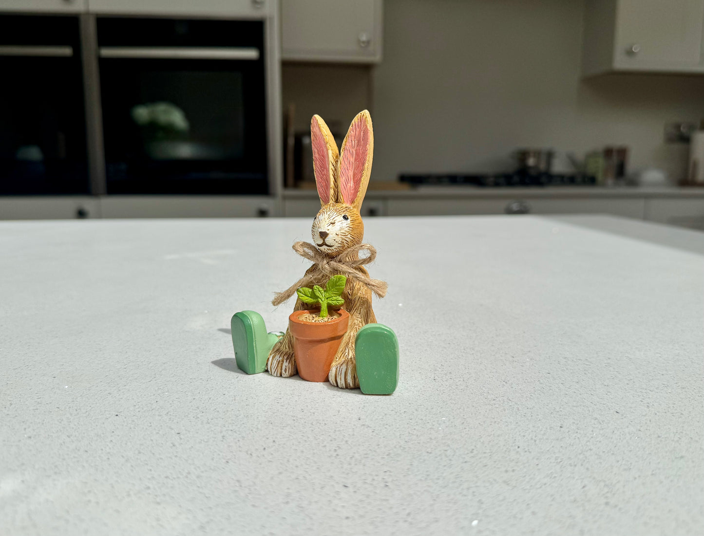 Sitting Rabbit Ornament with Plant Pot