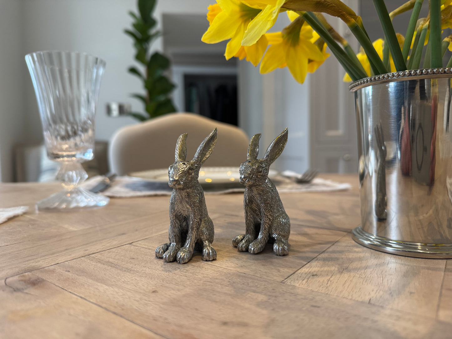 Rabbit Salt and Pepper Set in Pewter
