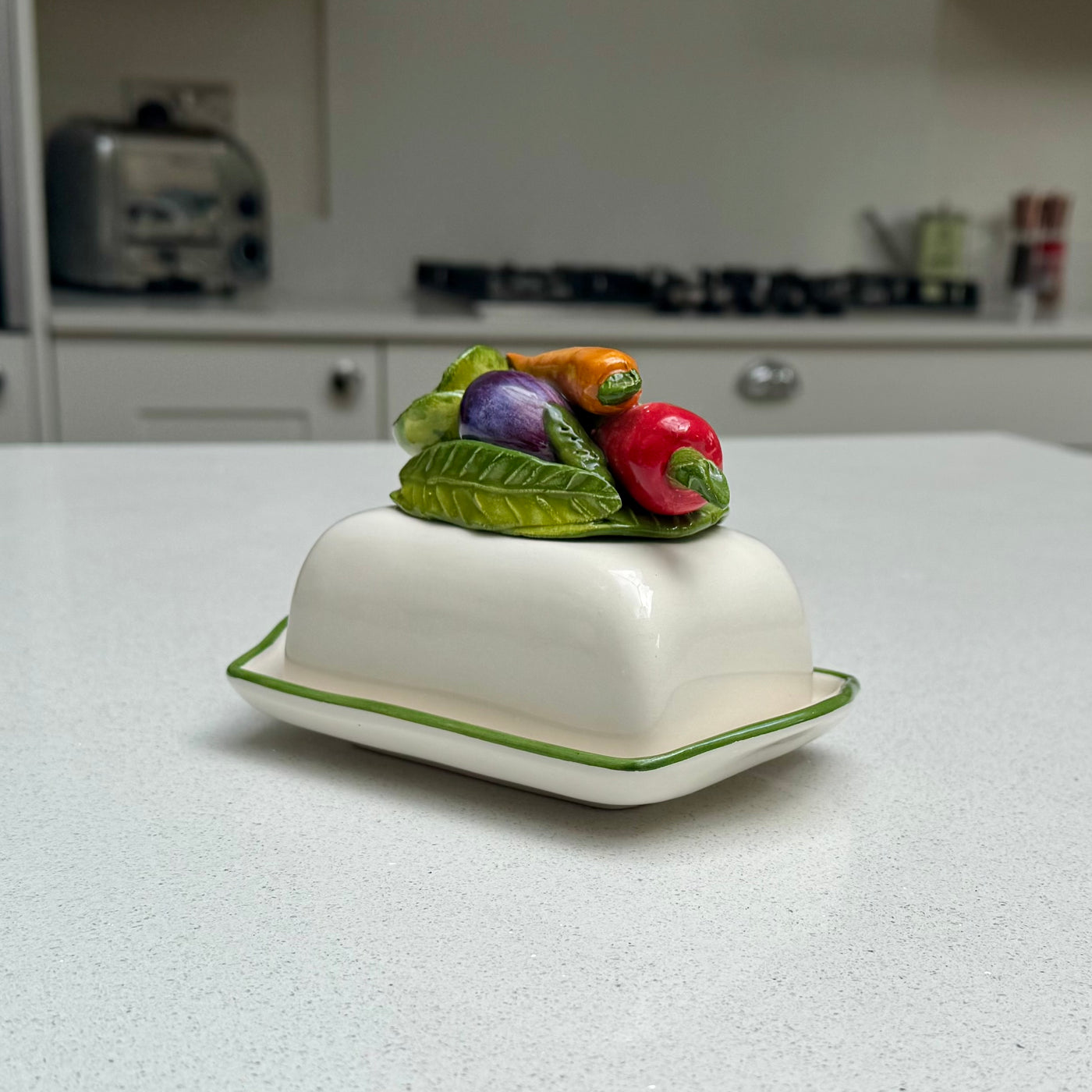 Vegetable Harvest Ceramic Butter Dish
