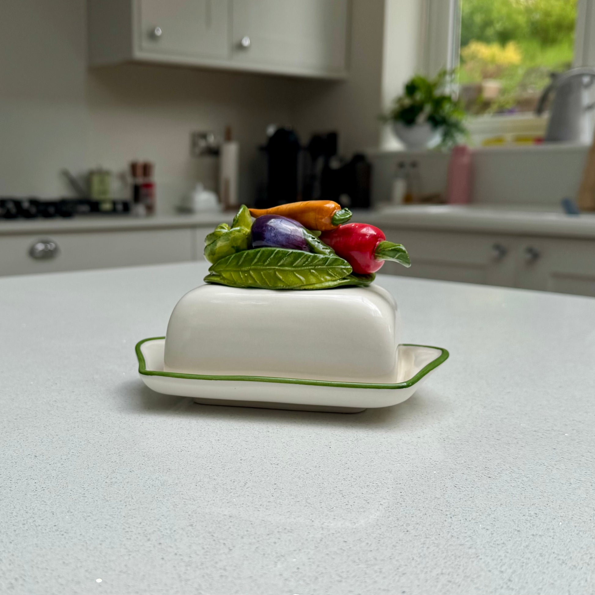 Vegetable Harvest Ceramic Butter Dish