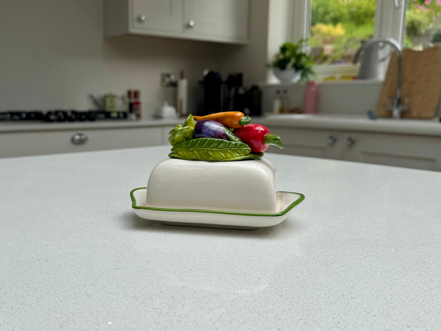 Vegetable Harvest Ceramic Butter Dish