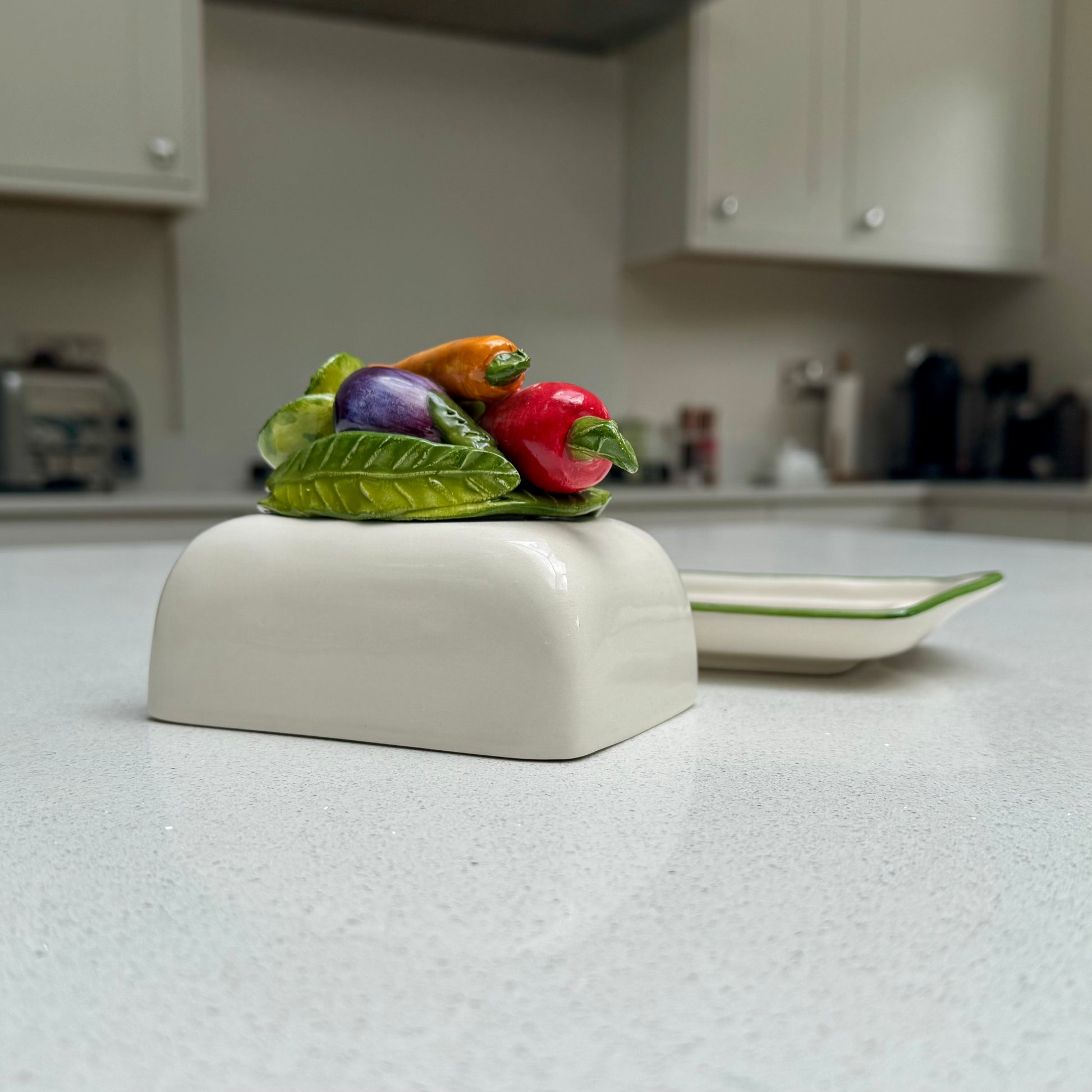 Vegetable Harvest Ceramic Butter Dish