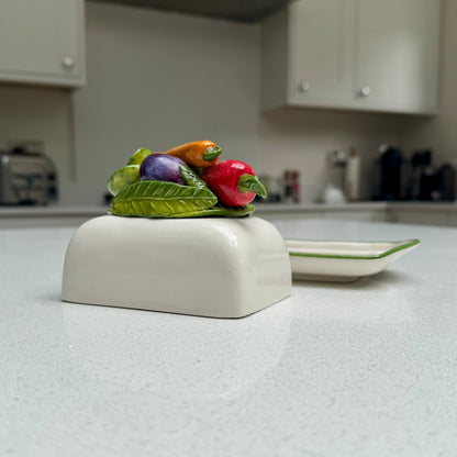 Vegetable Harvest Ceramic Butter Dish