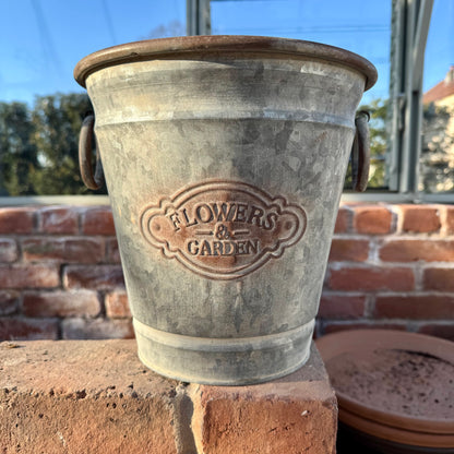 Galvanised Metal Planter 23cm