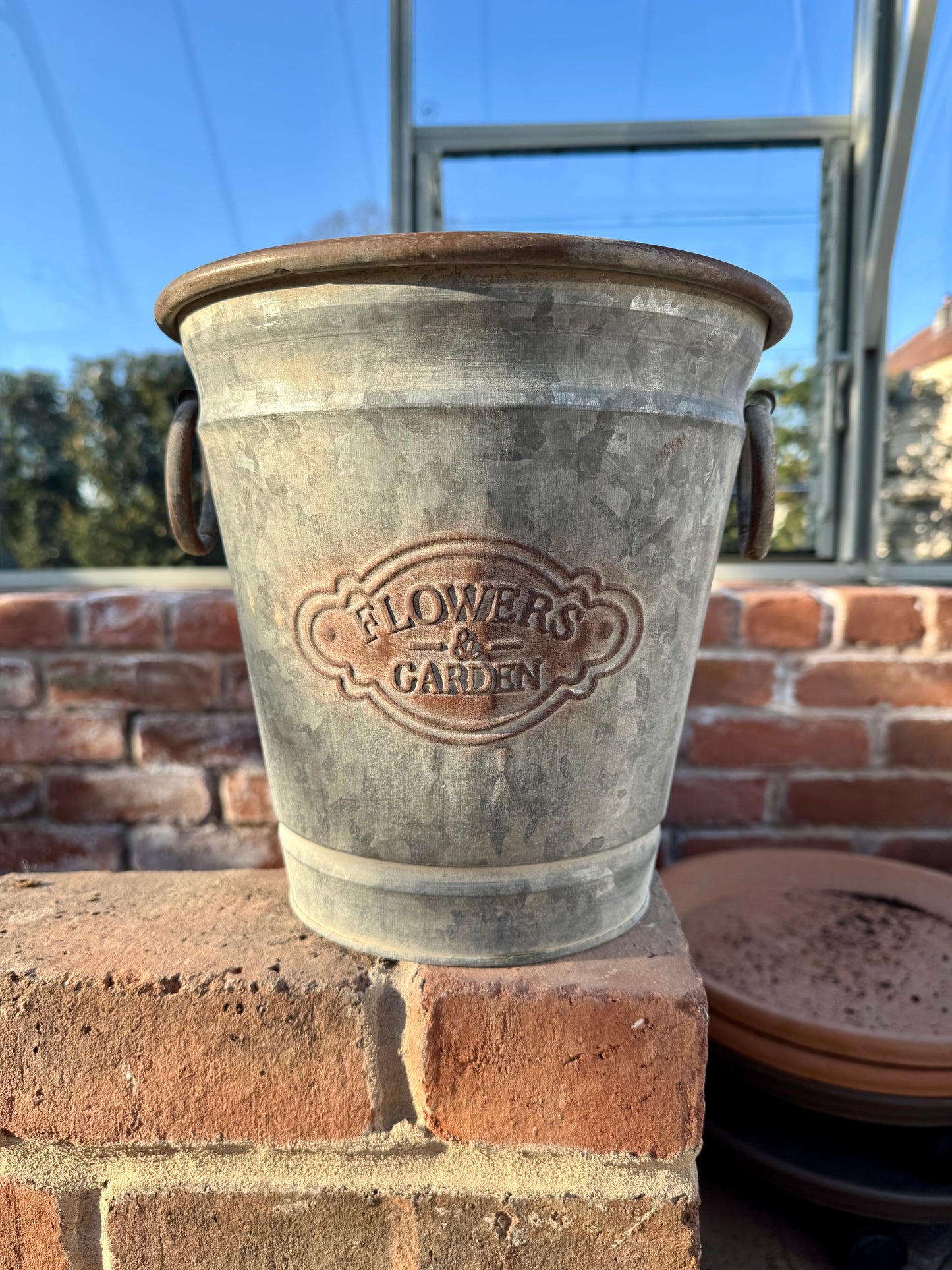Galvanised Metal Planter 23cm