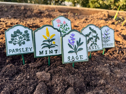 Herb Cast Iron Marker Signs - Set of 6