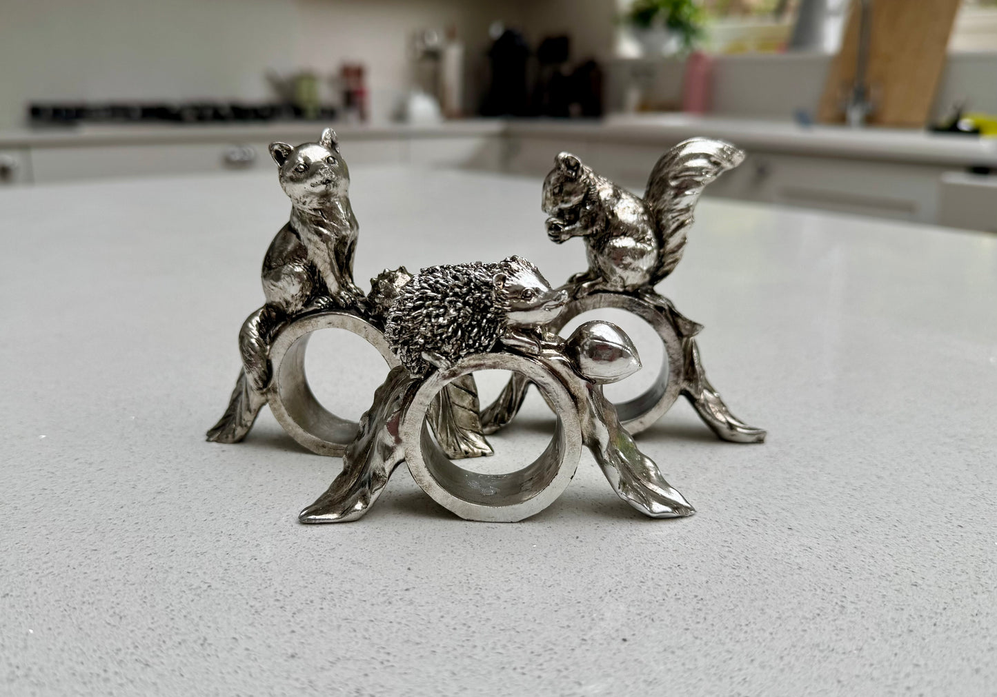 Woodland Animal Napkin Rings Set – Squirrel, Fox & Hedgehog