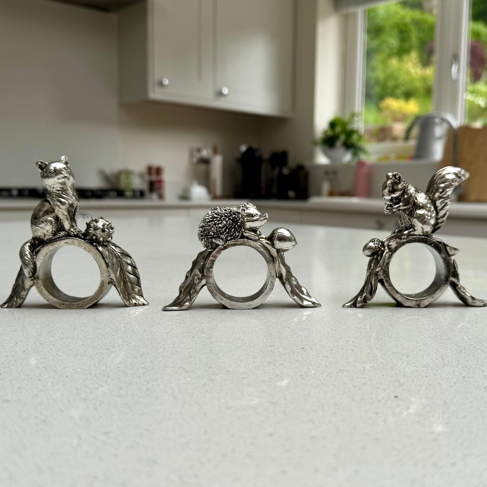 Woodland Animal Napkin Rings Set – Squirrel, Fox & Hedgehog