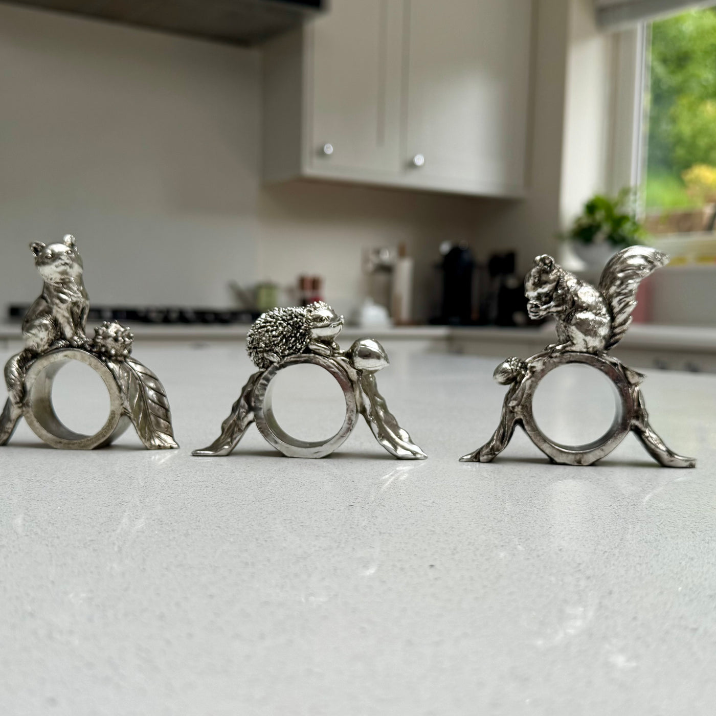 Woodland Animal Napkin Rings Set – Squirrel, Fox & Hedgehog
