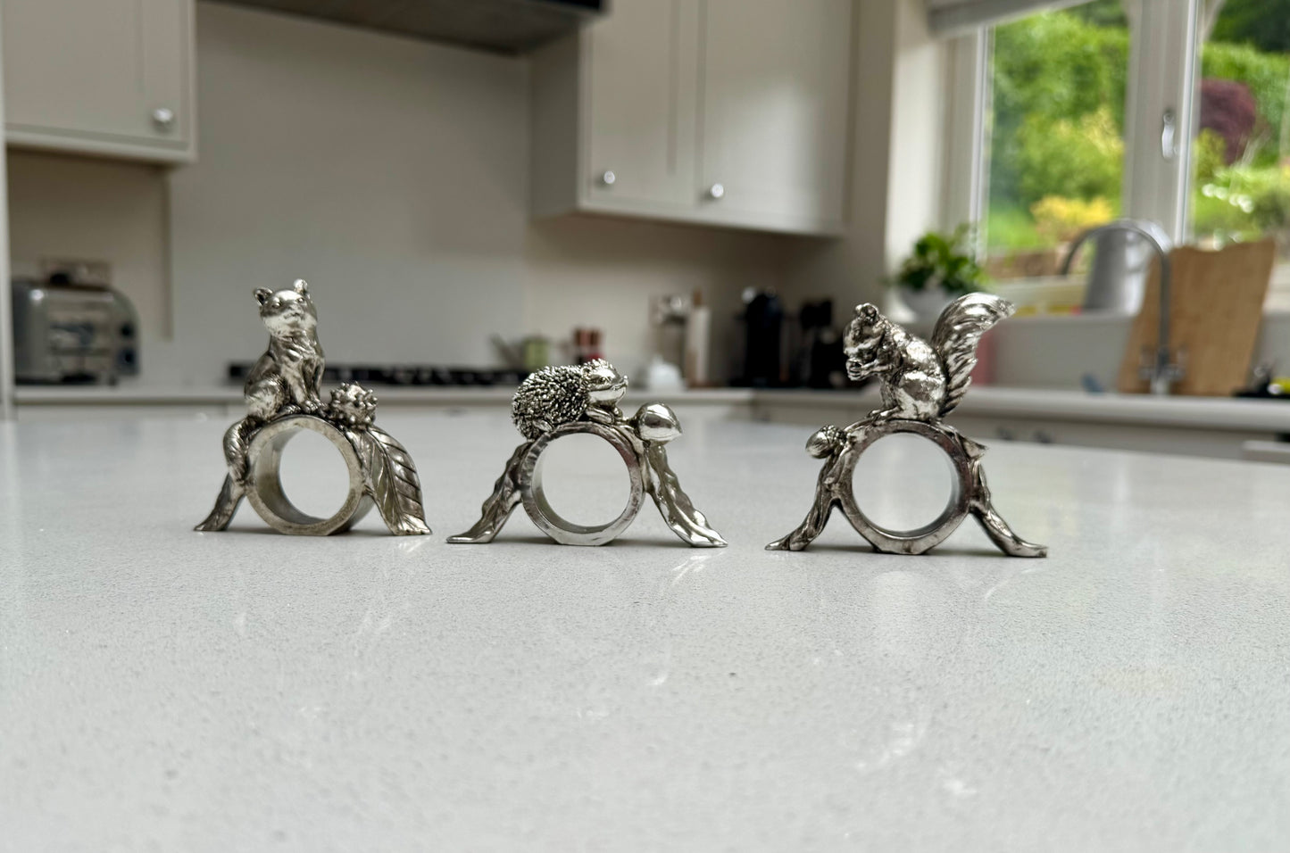 Woodland Animal Napkin Rings Set – Squirrel, Fox & Hedgehog