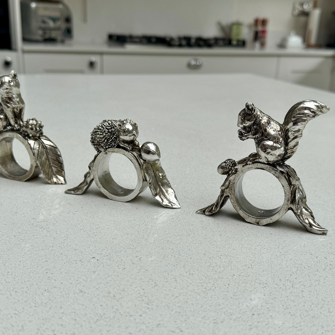 Woodland Animal Napkin Rings Set – Squirrel, Fox & Hedgehog