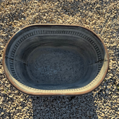 33cm upcycled galvanised planter for outdoor styling