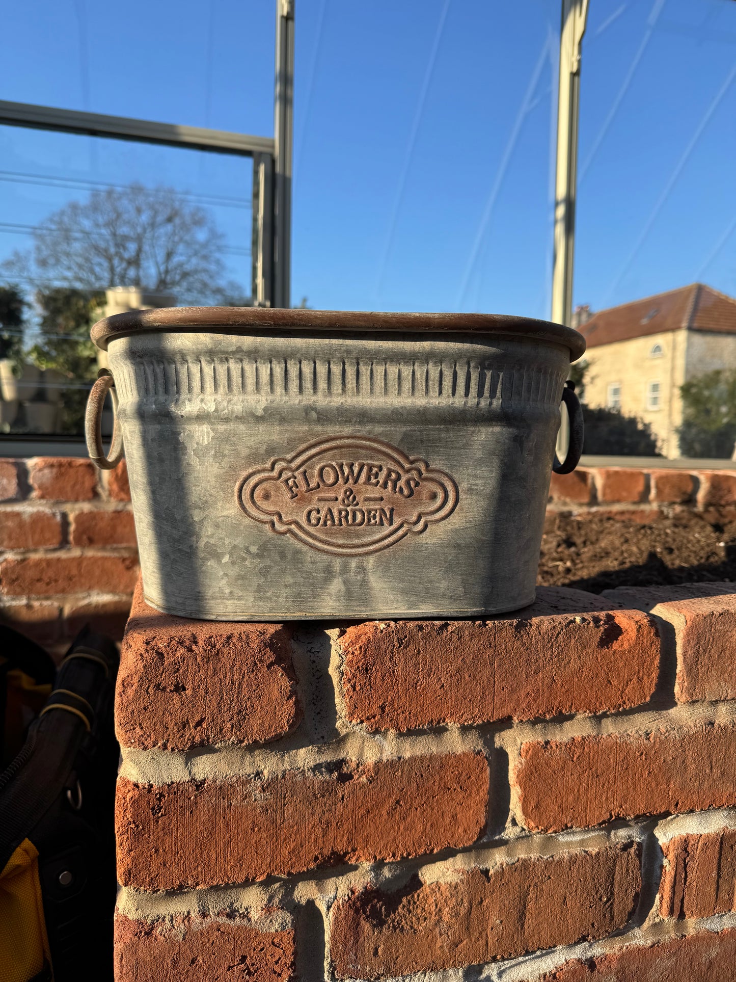 Galvanised Metal Planter 33cm