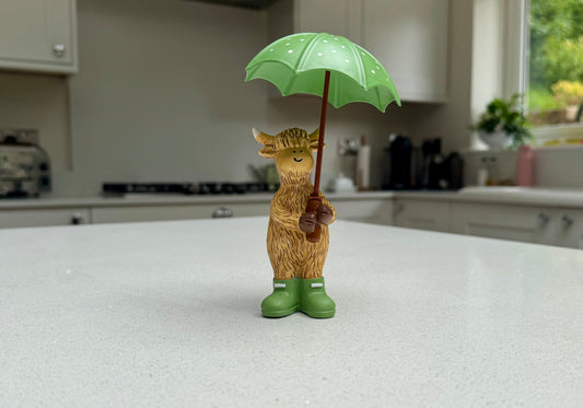Highland Cow with Umbrella Ornament