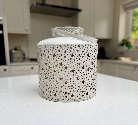 Large Vintage White Star Lantern