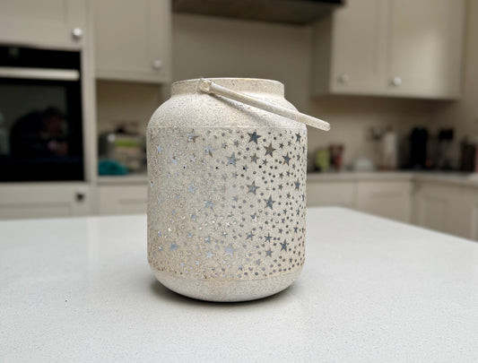 Vintage Mottled White Star Lantern