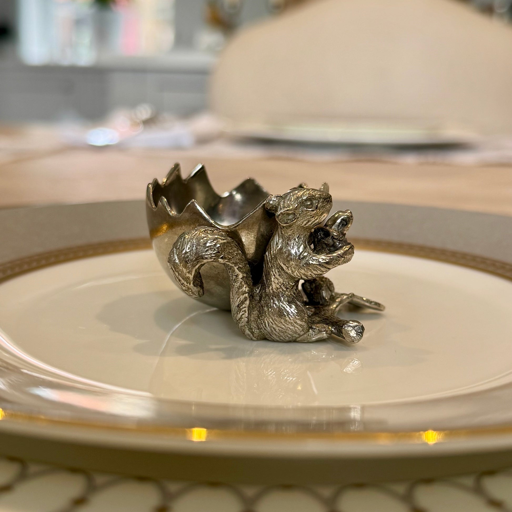 Squirrel Egg Cup Holder in Pewter
