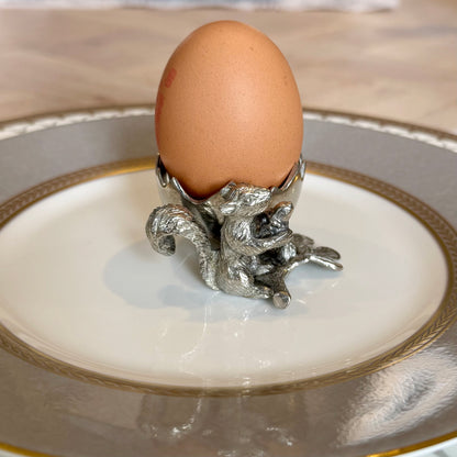 Squirrel Egg Cup Holder in Pewter