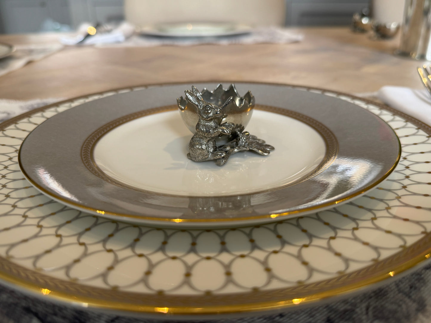 Rabbit Eggcup in Pewter