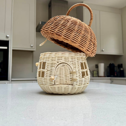 Handmade Rattan Mushroom House Basket 28cm